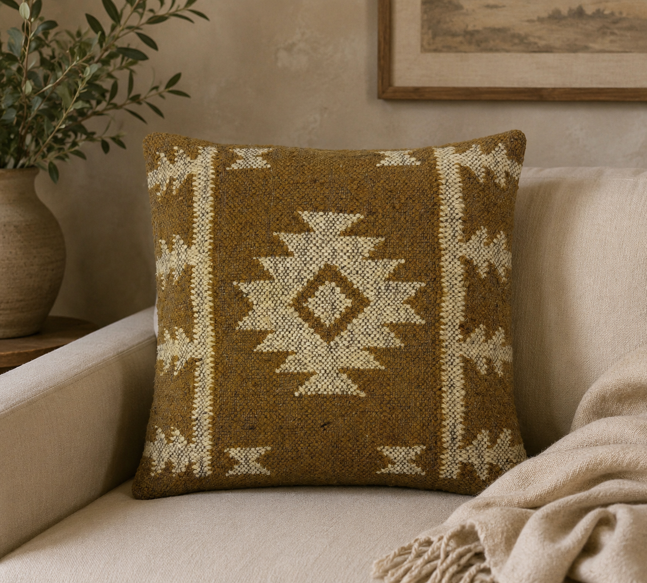 Handwoven Kilim Cushion Cover | Boho Tribal Aztec Throw Pillow Cover