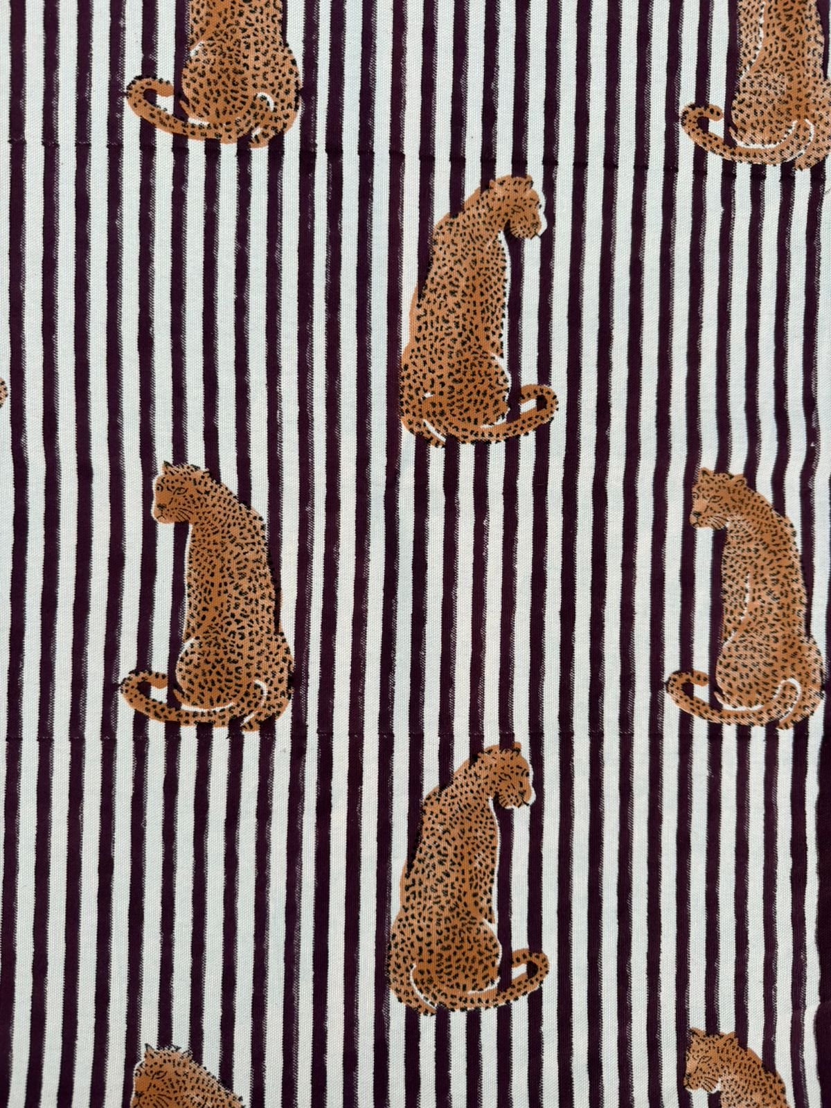 Leopard Print Striped Cotton Fabric