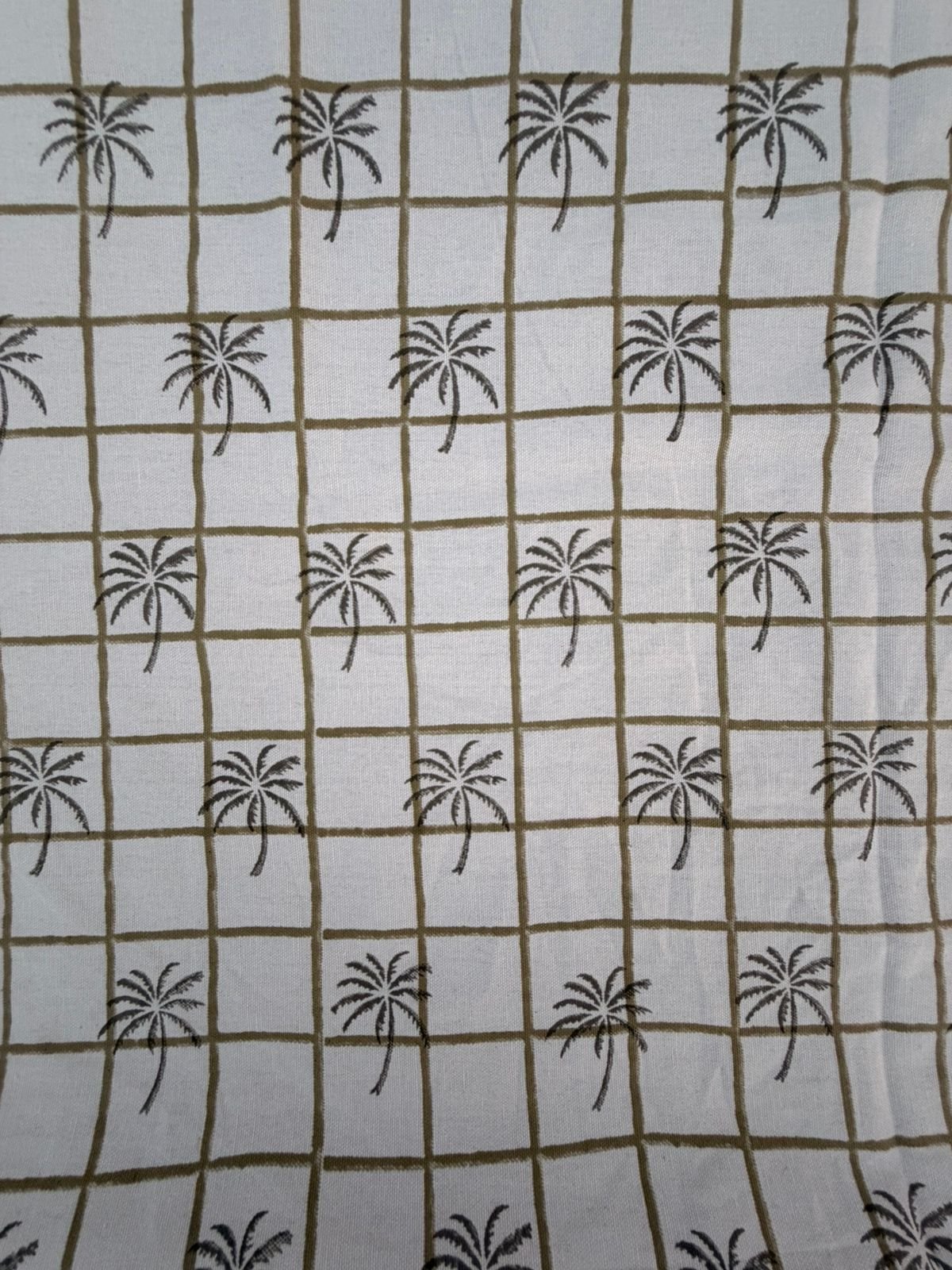 Coastal Palm Handblock-Inspired Cotton Fabric