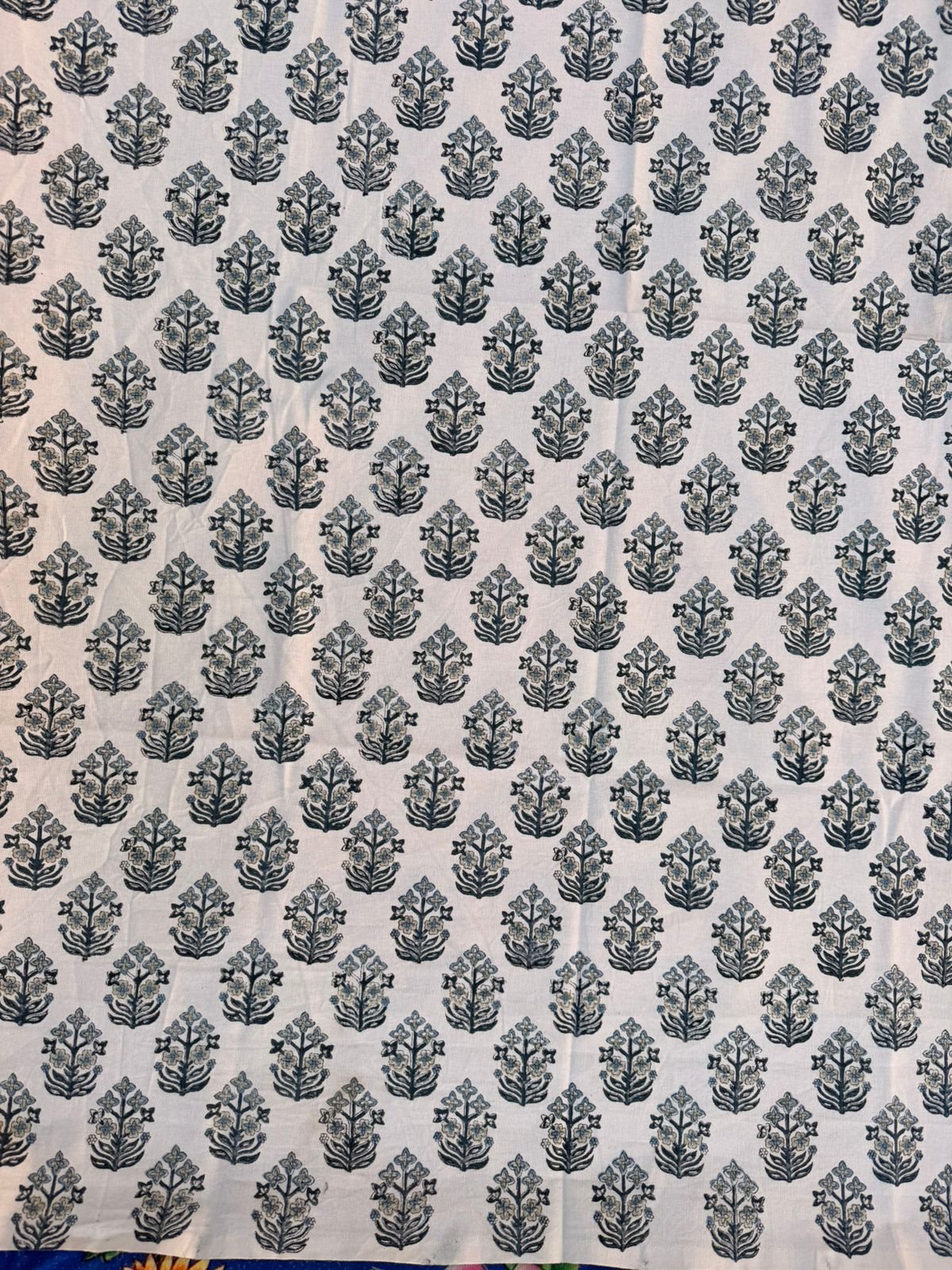 White & Indigo Jaipur Buti Cotton Fabric