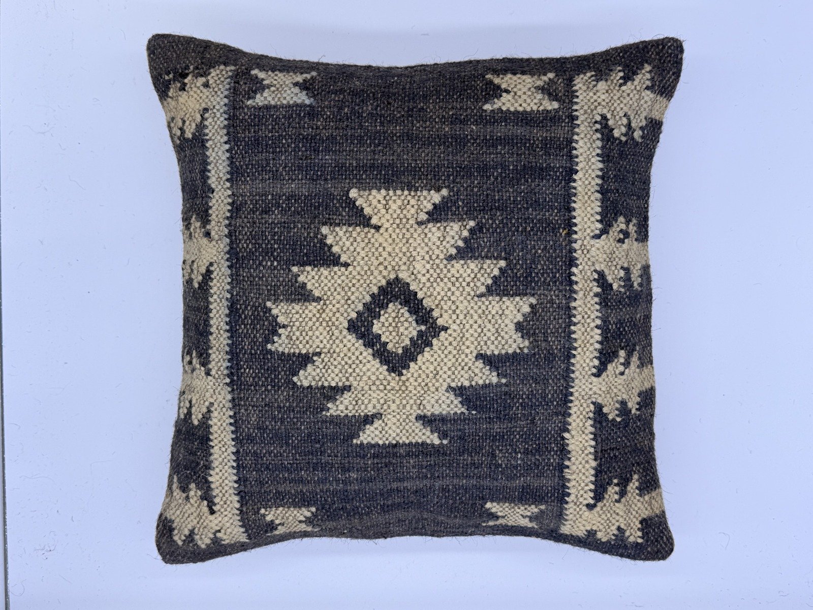 Black & Beige Handwoven Geometric Cushion Cover