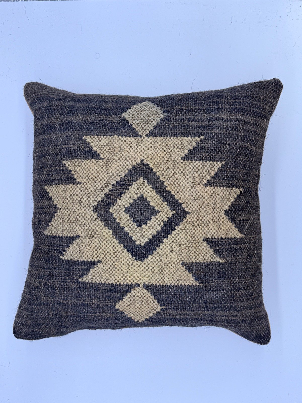 Bohemian Geometric Handwoven Cushion Cover – Charcoal & Ivory