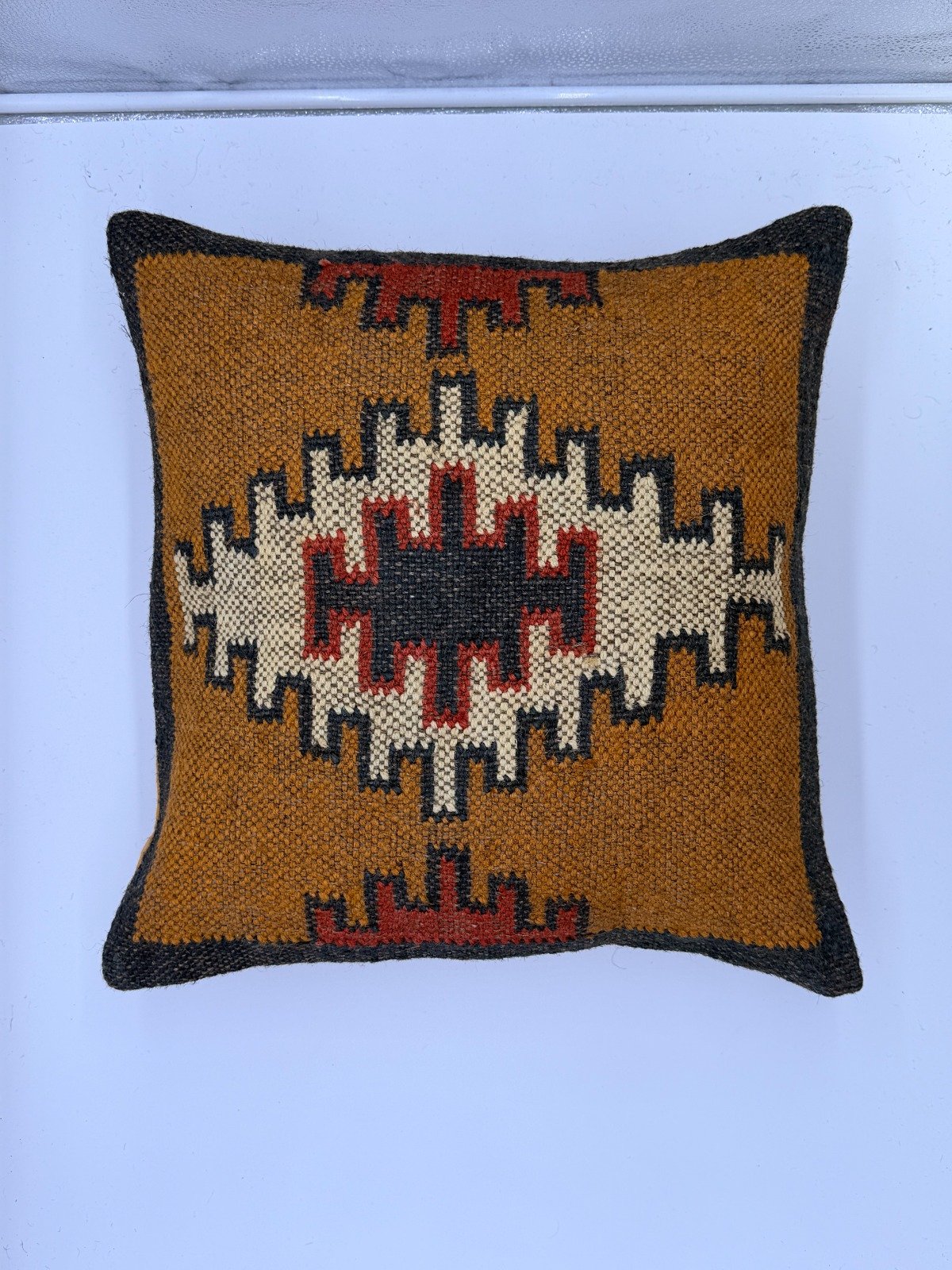 Bohemian Tribal Sunburst Handwoven Cushion Cover – Mustard & Rust