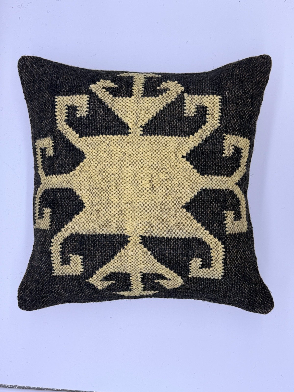 Charcoal & Ivory Handwoven Ornamental Cushion Cover