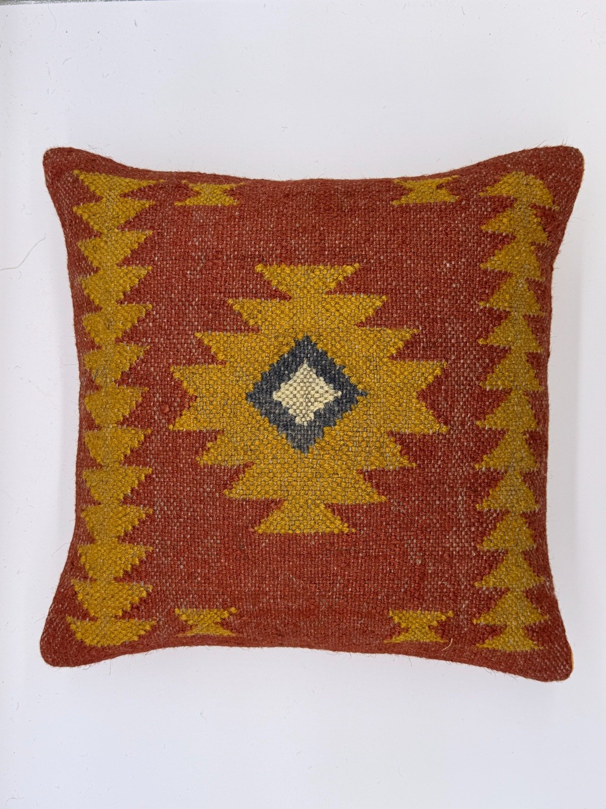 Rustic Mustard & Terracotta Handwoven Sunburst Cushion Cover
