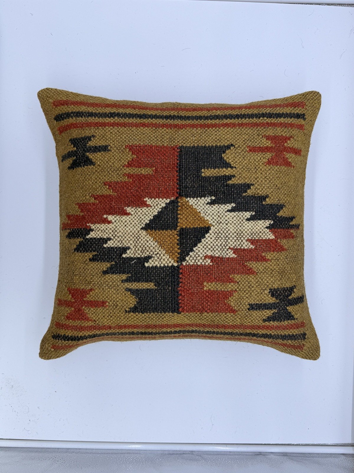 Mustard & Rust Tribal Geometric Handwoven Cushion Cover